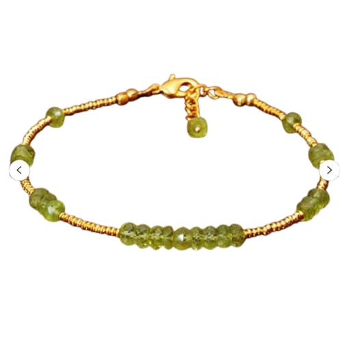 Gems_Hub Vergoldetes Armband mit grünen, facettierten Peridot Perlen – Rondelle 3 mm – 17,8 cm verstellbar – für Damen und Herren | FIZA_LINK_05307, 7 inch Adjustable, Messing Edelstein Messing Gems_Hub Vergoldetes Armband mit grünen, facettierten Peridot Perlen – Rondelle 3 mm – 17,8 cm verstellbar – für Damen und Herren | FIZA_LINK_05307, 7 inch Adjustable, Messing Edelstein Messing von Gems_Hub