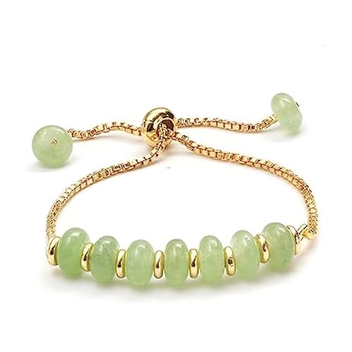 Gems_Hub Vergoldetes Armband mit grünen glatten Prehnit-Perlen – Rondelle 8 mm – 17,8 cm verstellbar – für Damen und Herren | FIZA_LINK_05572, 7 inch Adjustable, Messing Edelstein Messing Edelstein Gems_Hub Vergoldetes Armband mit grünen glatten Prehnit-Perlen – Rondelle 8 mm – 17,8 cm verstellbar – für Damen und Herren | FIZA_LINK_05572, 7 inch Adjustable, Messing Edelstein Messing Edelstein von Gems_Hub