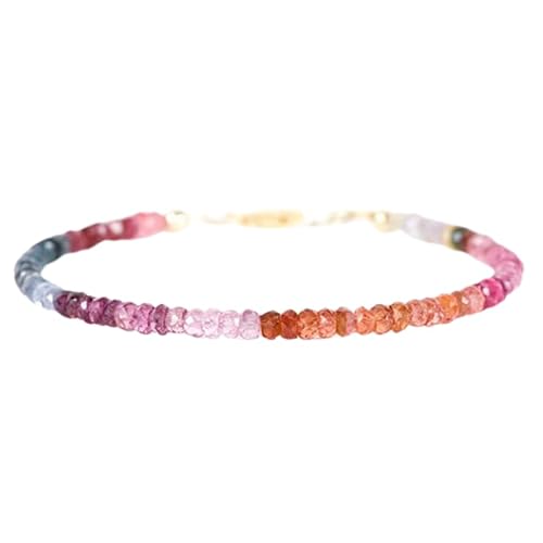 Gems_Hub Vergoldetes Armband mit mehrfarbigen, facettierten Multi-Spinell-Perlen, Rondelle, 3 mm, 17,8 cm, verstellbar, für Damen und Herren | FIZA_LINK_04991, 7 inch, Messing Edelstein Messing Gems_Hub Vergoldetes Armband mit mehrfarbigen, facettierten Multi-Spinell-Perlen, Rondelle, 3 mm, 17,8 cm, verstellbar, für Damen und Herren | FIZA_LINK_04991, 7 inch, Messing Edelstein Messing von Gems_Hub