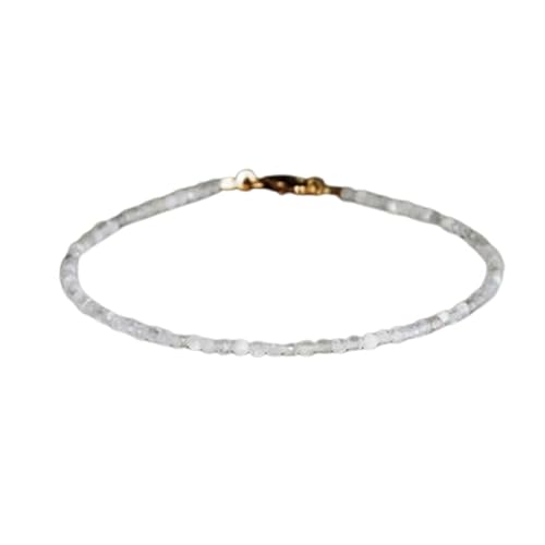 Gems_Hub Vergoldetes Armband mit weißen facettierten Mondstein-Perlen, rund, 2 mm, 17,8 cm, verstellbar, für Damen und Herren | FIZA_LINK_04678, 7 inch, Messing Edelstein Messing Edelstein Mondstein Gems_Hub Vergoldetes Armband mit weißen facettierten Mondstein-Perlen, rund, 2 mm, 17,8 cm, verstellbar, für Damen und Herren | FIZA_LINK_04678, 7 inch, Messing Edelstein Messing Edelstein Mondstein von Gems_Hub