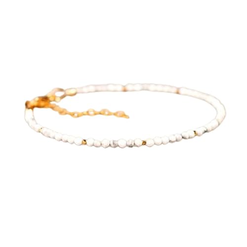 Gems_Hub Vergoldetes Armband mit weißen glatten Howlith-Perlen, rund, 2 mm, 17,8 cm, verstellbar, für Damen und Herren | FIZA_LINK_03779, 7 inch Adjustable, Messing Edelstein Messing Edelstein Howlith Gems_Hub Vergoldetes Armband mit weißen glatten Howlith-Perlen, rund, 2 mm, 17,8 cm, verstellbar, für Damen und Herren | FIZA_LINK_03779, 7 inch Adjustable, Messing Edelstein Messing Edelstein Howlith von Gems_Hub