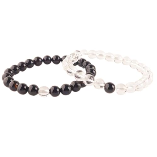 Schwarzer Onyx und Bergkristall, 8 mm, runde, glatte Perlen, Liebes- und Freundschafts-Kombi-Armband-Set für Fernbeziehungen – Paarbeziehung, 6,5 Zoll, dehnbares Armband-Set | FIZA_CPL_065_6.5 Schwarzer Onyx und Bergkristall, 8 mm, runde, glatte Perlen, Liebes- und Freundschafts-Kombi-Armband-Set für Fernbeziehungen – Paarbeziehung, 6,5 Zoll, dehnbares Armband-Set | FIZA_CPL_065_6.5 von Gems_Hub