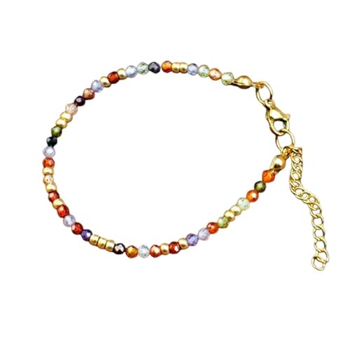 Vergoldetes Armband mit mehrfarbigen, facettierten Edelsteinperlen, rund, 3 mm, 17,8 cm, verstellbar, für Damen und Herren | FIZA_LINK_04899, 7 inch Adjustable, Messing Edelstein Messing Edelstein Vergoldetes Armband mit mehrfarbigen, facettierten Edelsteinperlen, rund, 3 mm, 17,8 cm, verstellbar, für Damen und Herren | FIZA_LINK_04899, 7 inch Adjustable, Messing Edelstein Messing Edelstein von Gems_Hub