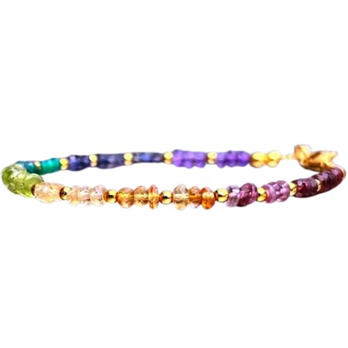 Vergoldetes Armband mit mehrfarbigen, facettierten Edelsteinperlen – Rondelle 3–4 mm – 17,8 cm verstellbar – für Damen und Herren | FIZA_LINK_04866, 7 inch, Messing Edelstein Messing Edelstein Mehrere Vergoldetes Armband mit mehrfarbigen, facettierten Edelsteinperlen – Rondelle 3–4 mm – 17,8 cm verstellbar – für Damen und Herren | FIZA_LINK_04866, 7 inch, Messing Edelstein Messing Edelstein Mehrere von Gems_Hub