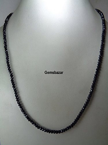 3,5–4 mm facettierte echte schwarze Spinell-Rondelle-Halskette, 45,7 cm Halskette, Heilperlen-Halskette, Sterlingsilber von GemsBazar