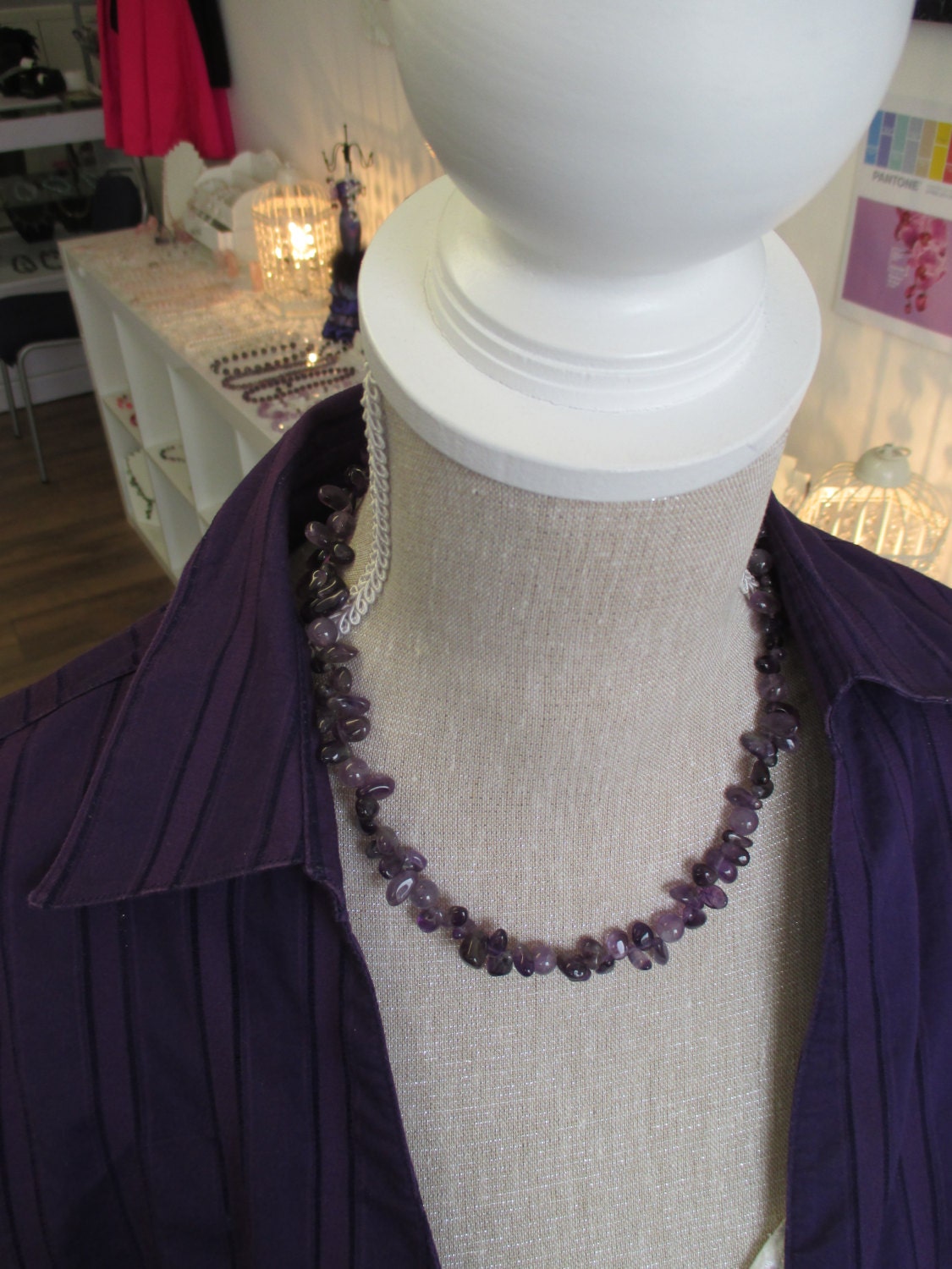 Amethyst Tropfen Kette Mit Sterling Silber Verschluss von GemsByMaz