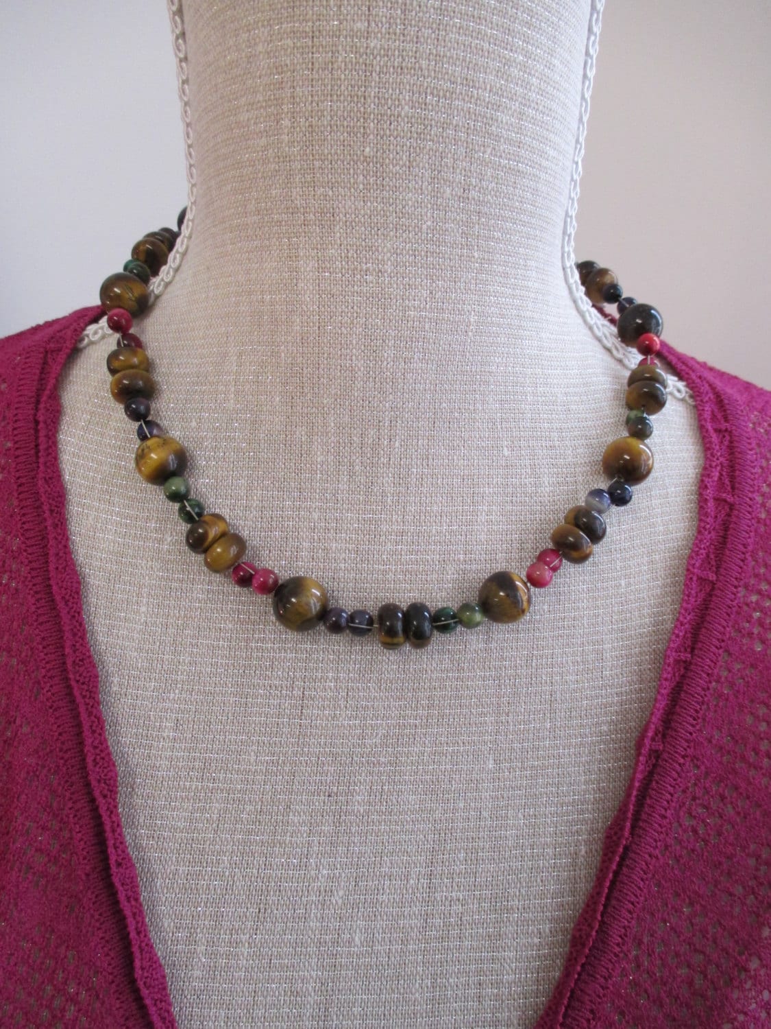 Bunte Tiger Eye Halskette von GemsByMaz