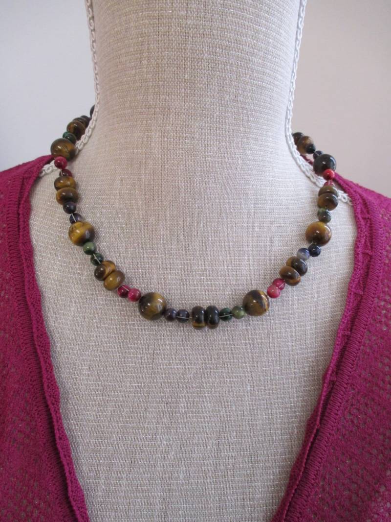Bunte Tiger Eye Halskette von GemsByMaz