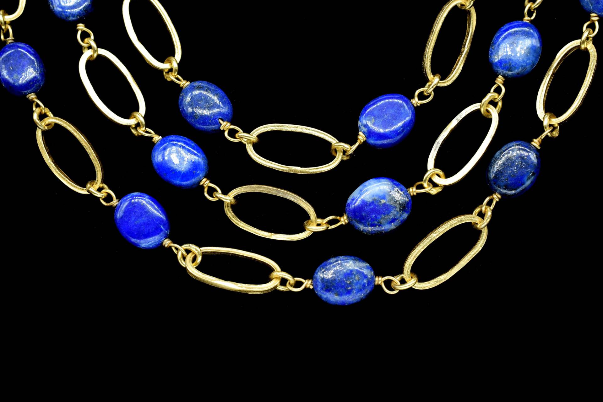 Lapis Lazuli Verbinder, Handgemachte Lünetten Gliederkette, Verbinder Kette, Finden, Vergoldete Einfassungen von GemsCreationINC