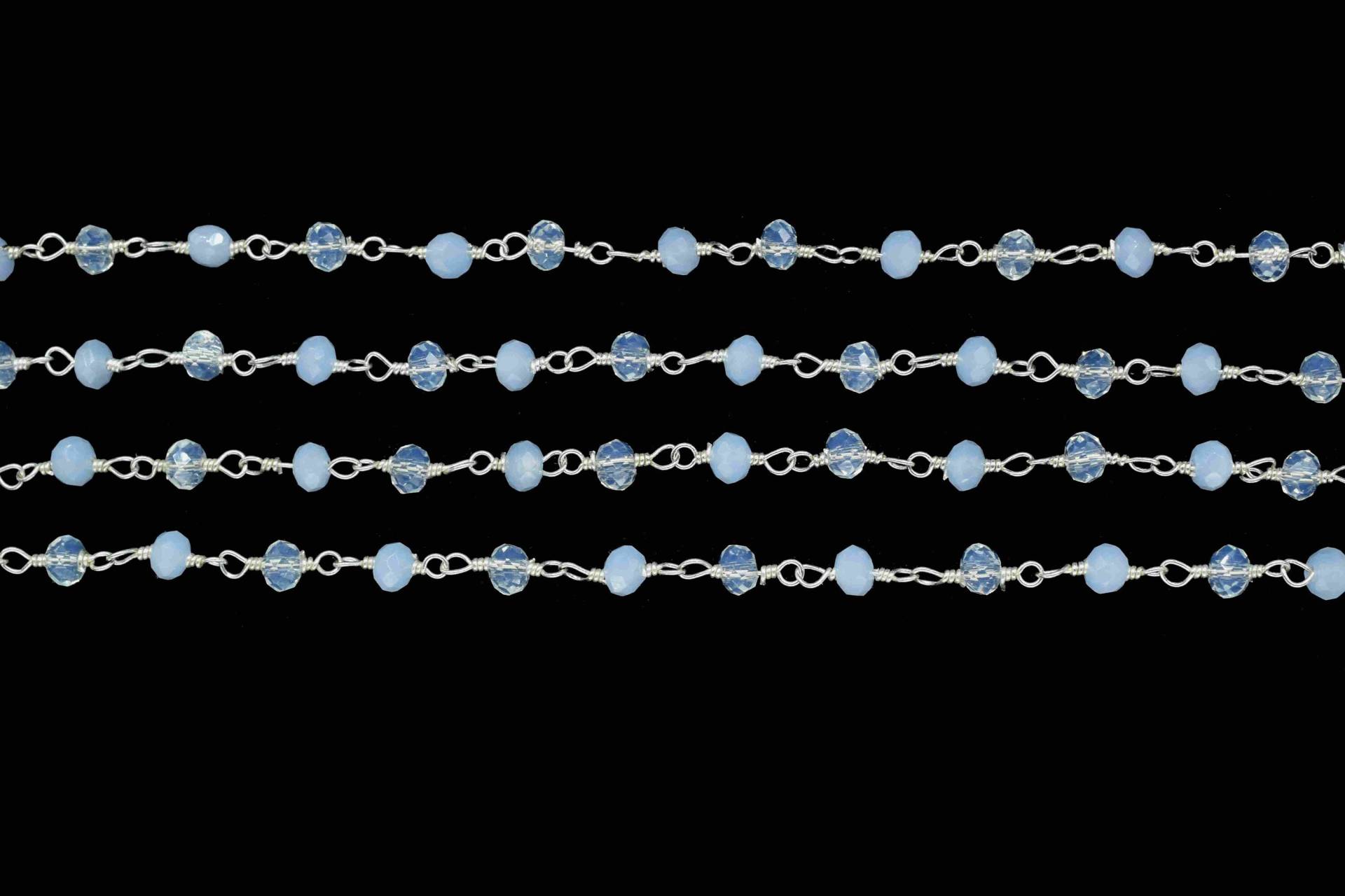 Multi-stein-Edelstein 3mm Perlen Rosenkranz, Blauer Chalcedon Beschichtete Rosenkranz-Ketten, Opalit-Perlen-Ketten, Großhandels-Perlen-Ketten von GemsCreationINC