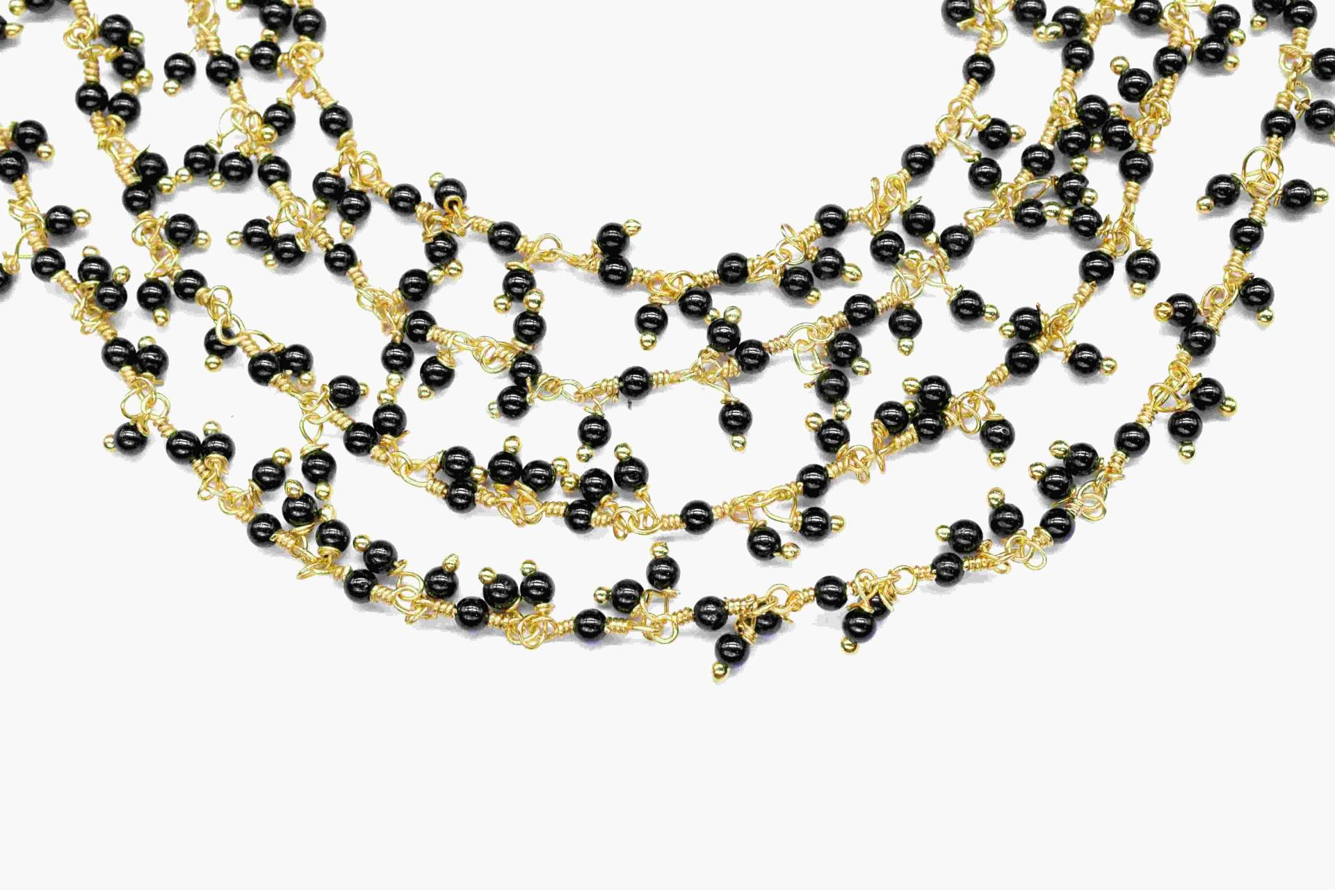 Schwarzer Onyx Cluster Rosenkranz Kette, Handgemachte Schmuck Machen Draht Gewickelt Perlen Kette Zu Fuß Für Halskette, Außergewöhnliche Spinell von GemsCreationINC