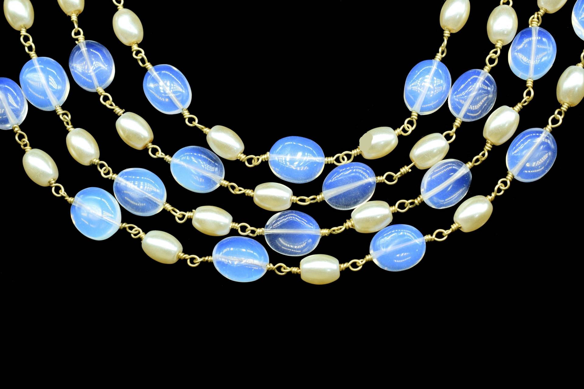 Weiße Perle Und Opalit Rosenkranz Kette, Schmuckherstellung Perlenkette Zu Fuß, Perlen Oval Form Perlen, Halskette Draht Wickelkranz von GemsCreationINC