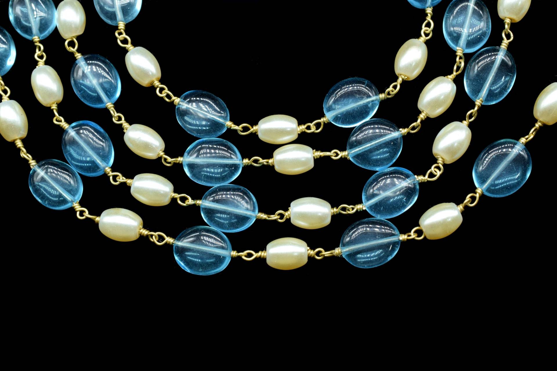Weiße Perle Und Sky Topas Rosenkranz Kette, Schmuckherstellung Perlenkette Zu Fuß, Perle Topaz Oval Form Perlen, Wire Wrap von GemsCreationINC