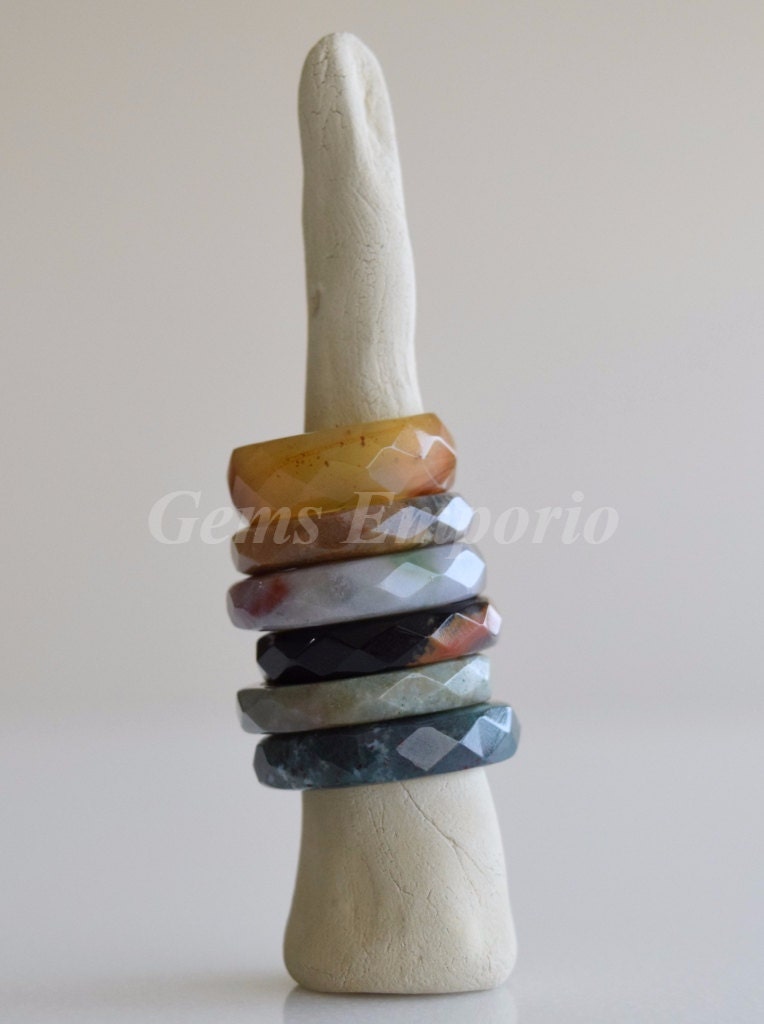 Stapelbarer Ring, Facettierte Bänder/Schöne Achatringe. Us Größe 6, 7, 7.25 Und 7.5. Bunte Edelstein Agr-9 Preis Pro Stück von GemsEmporio
