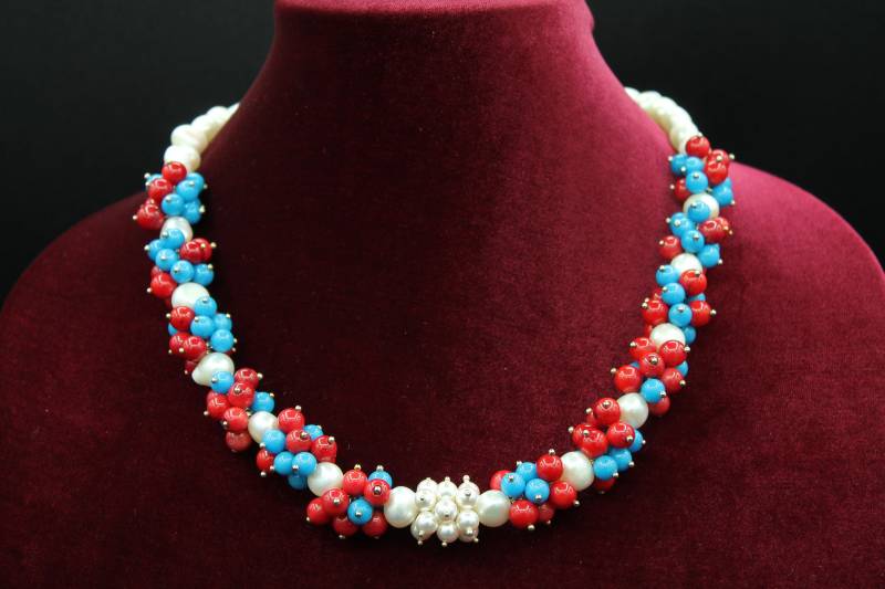 Edelsteine Halskette, Weiß, Blau Und Rot Edelsteine Halskette, Weiß, Blau Und Rot von GemsEternity