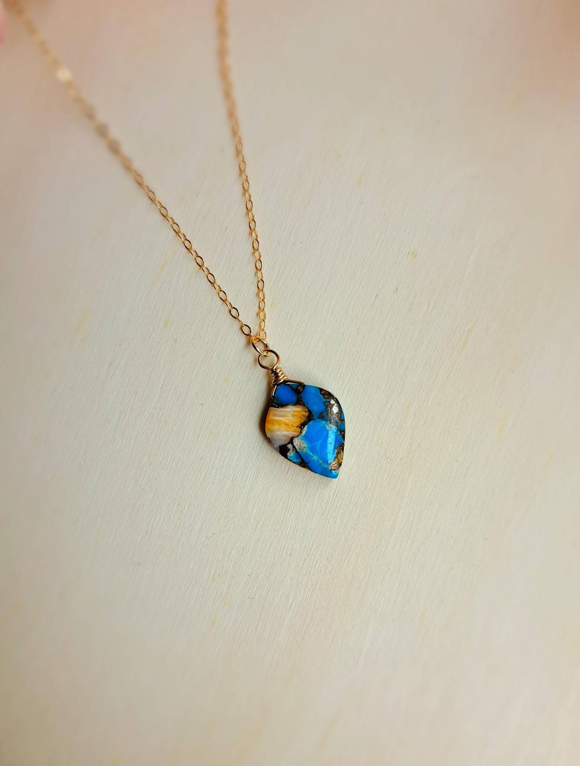 14K Gold-Filled Halskette Mit Oyster Copper Türkis-Anhänger von GemsJewelsbyAnni