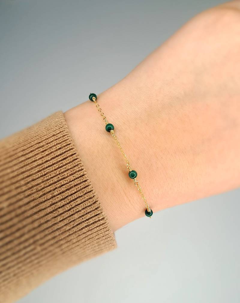 14K Gold-Filled Malachit-Armband von GemsJewelsbyAnni