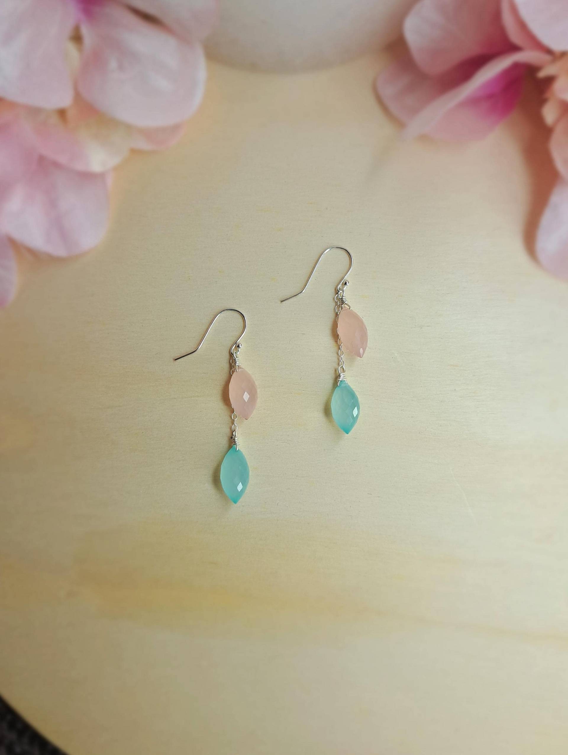 925 Sterling Silber Chalzedon-Ohrringe von GemsJewelsbyAnni