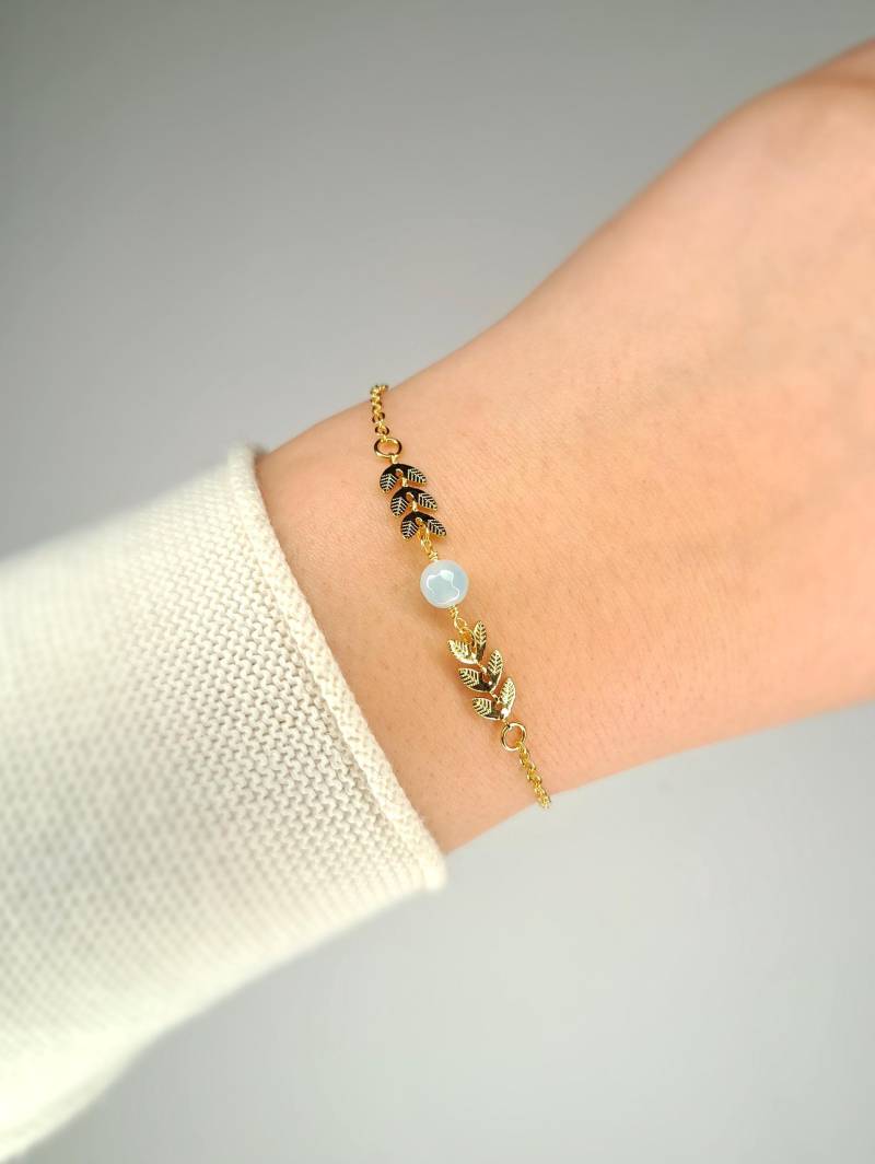 Filigranes, Vergoldetes Bandachat-Armband Mit Blatt-Optik von GemsJewelsbyAnni