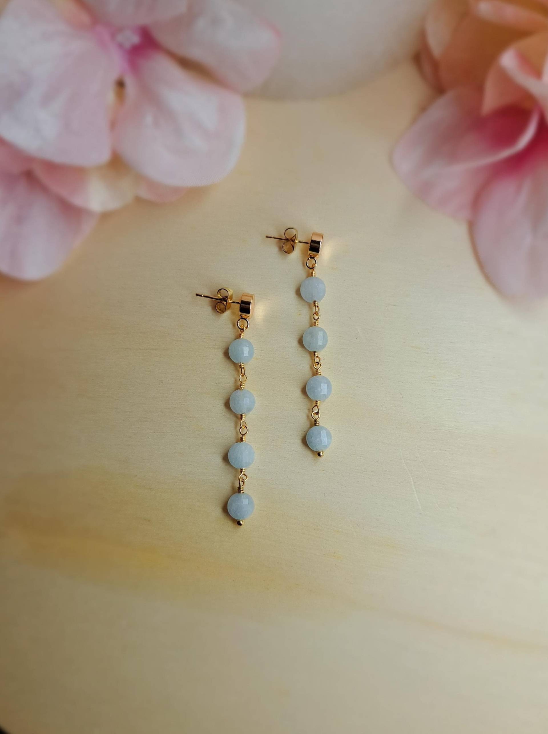 Vergoldete Aquamarin-Ohrringe von GemsJewelsbyAnni