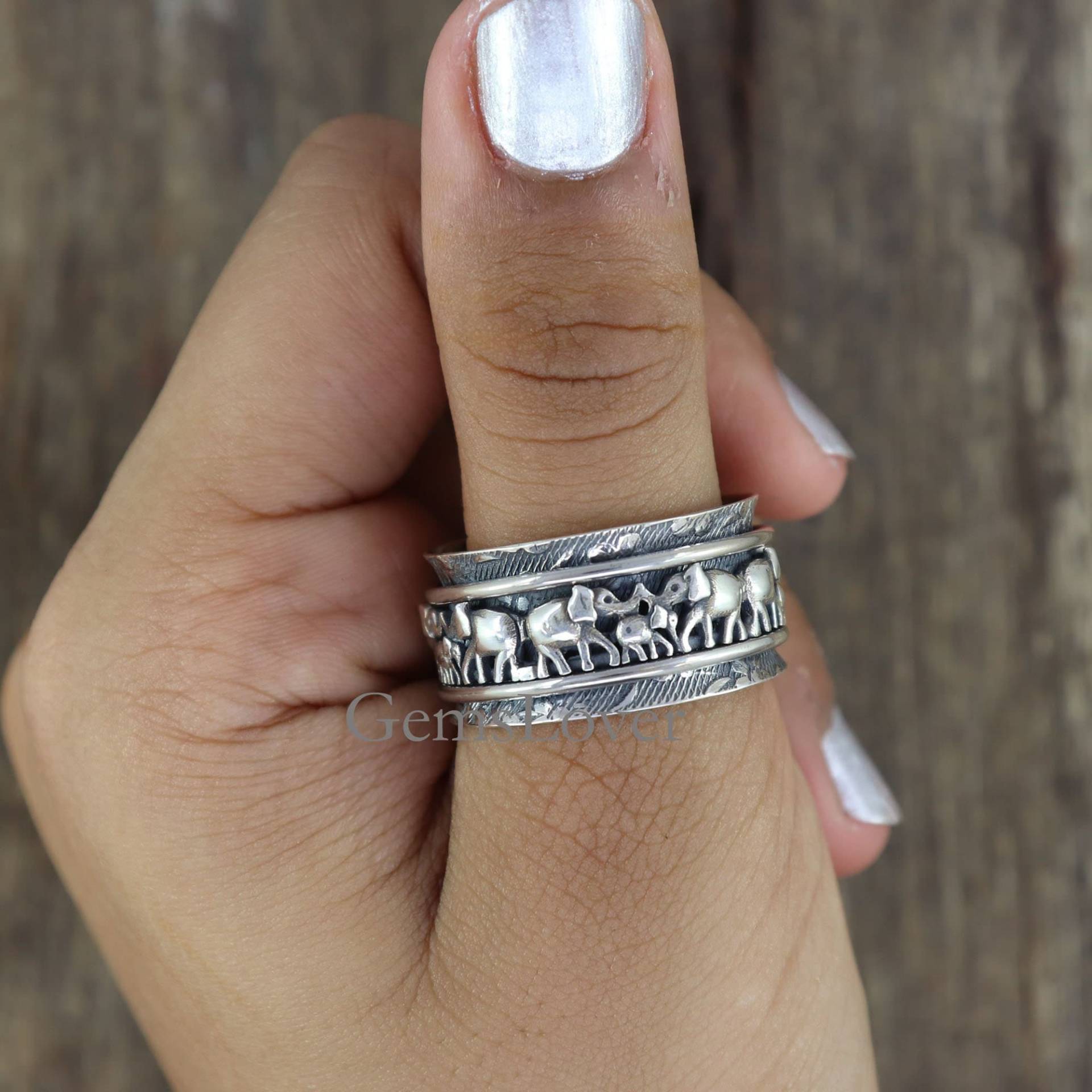 Elefant Spinner Ring, Daumen 925 Silber Boho Unikat Geschenk Frauen Tier Ring Sie von GemsLoverArt