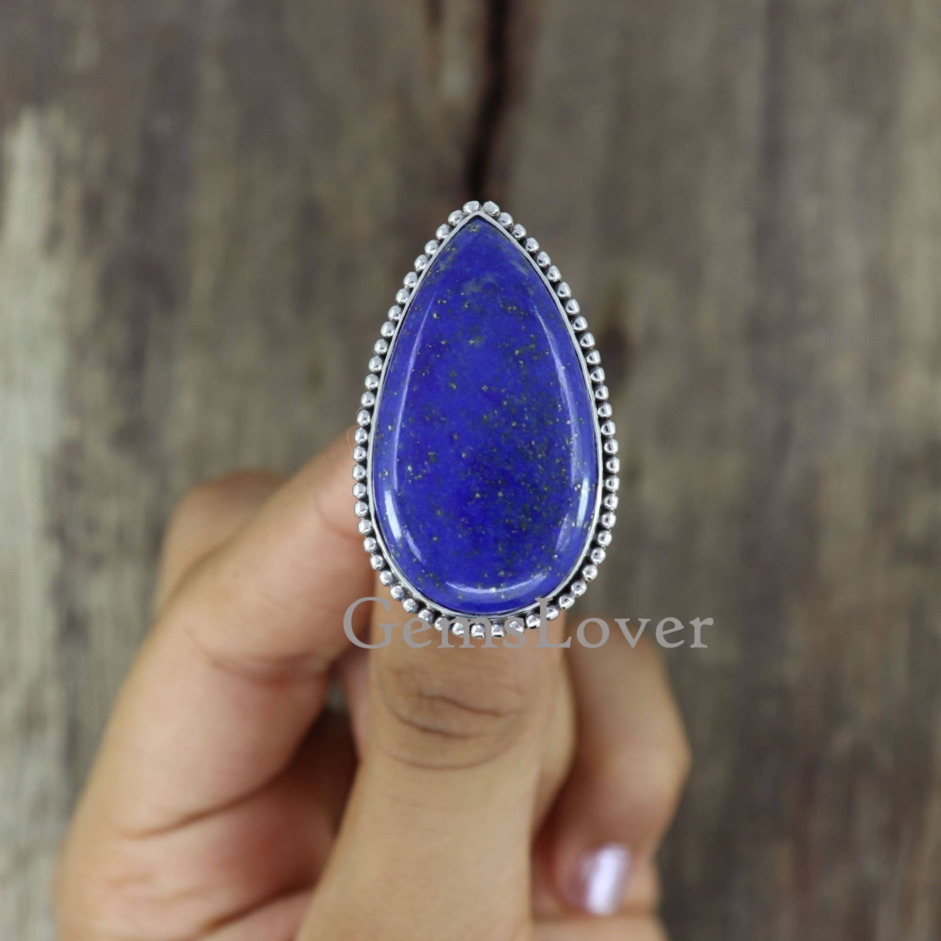 Natürlicher Großer Lapislazuli Ring, Sterling Silber Statement Boho Edelstein Jeden Tag Geschenk Für Sie, Ring Frauen von GemsLoverArt