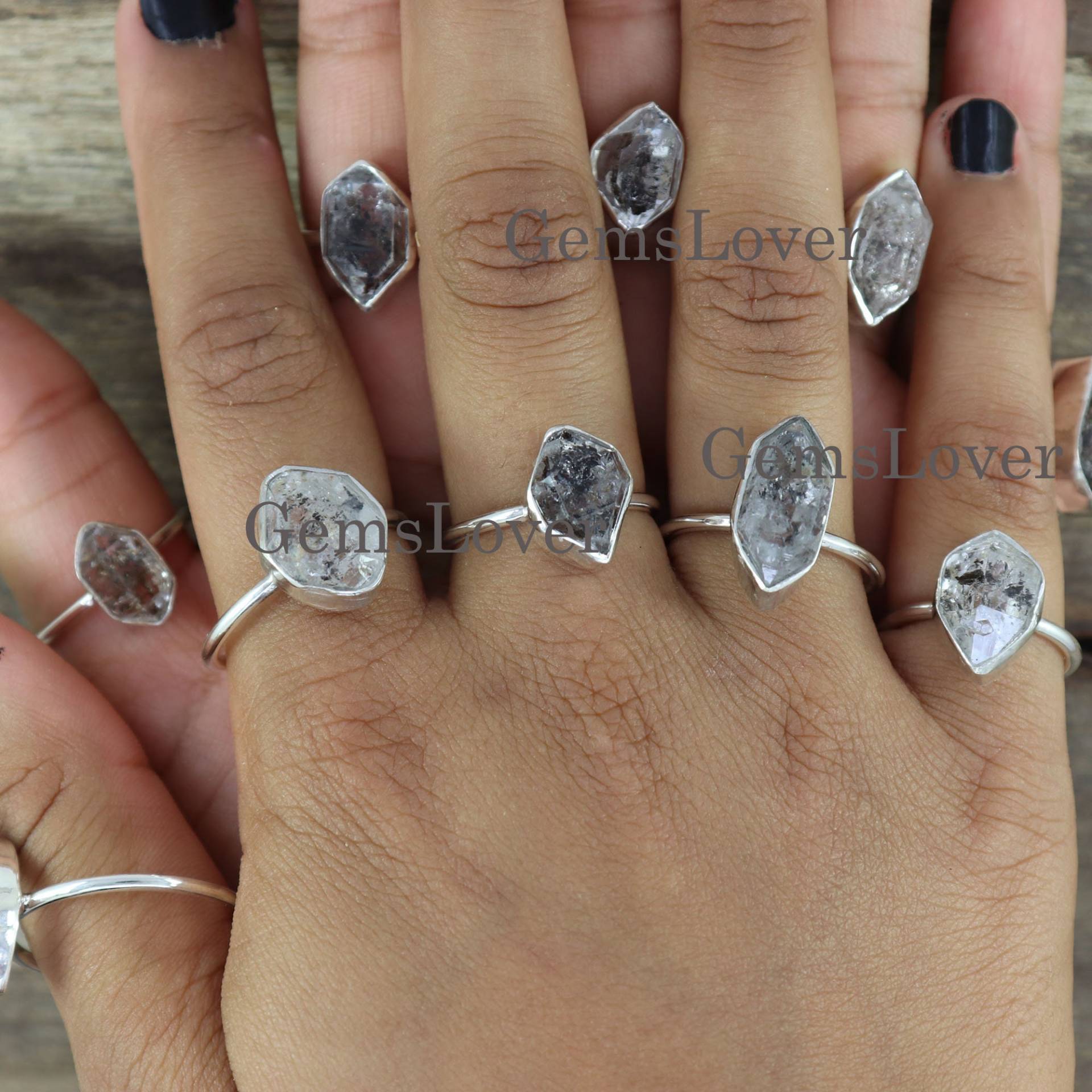 Natürlicher Herkimer Diamant Ring, 925 Sterling Silber Versprechen Roher Ring Für Frauen, Ehering, Geschenk Sie von GemsLoverArt