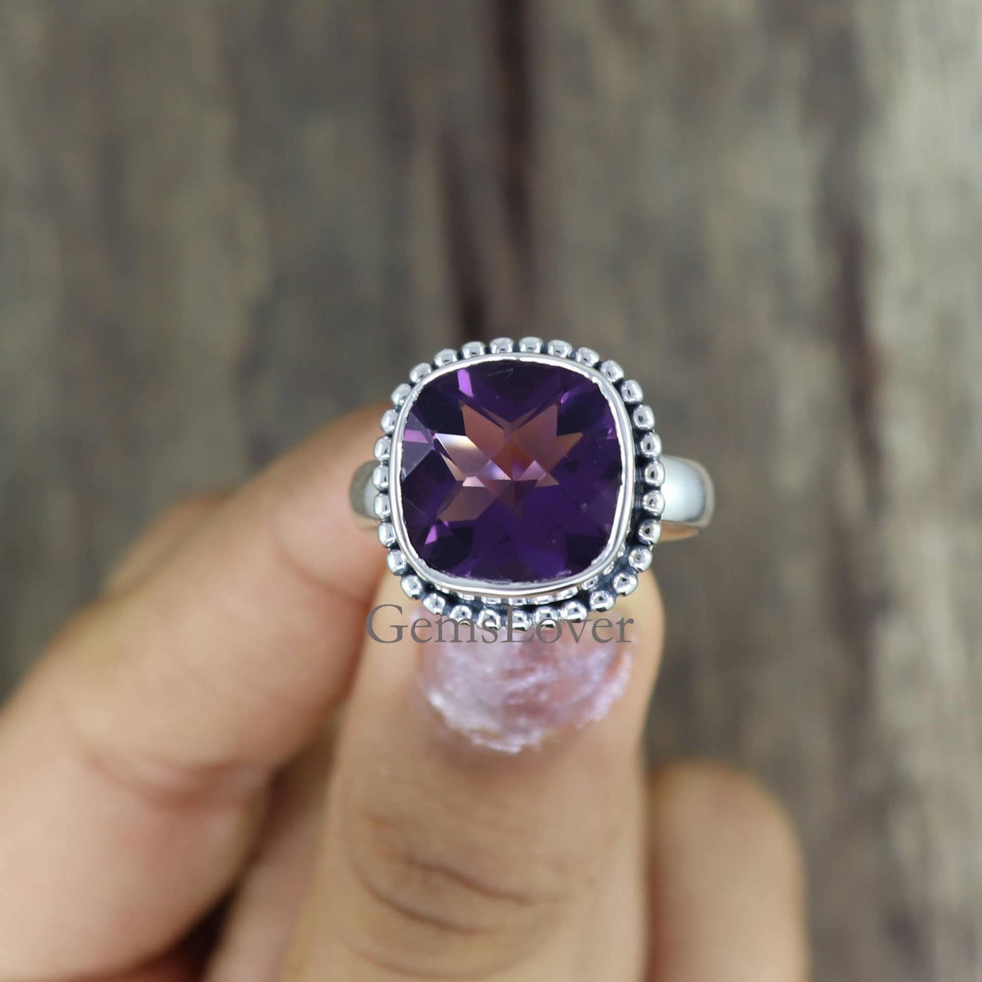 Natürlicher Lila Amethyst Ring, 925 Sterling Silber Statement Heilstein Frauen Geschenk Für Sie Boho Ring von GemsLoverArt