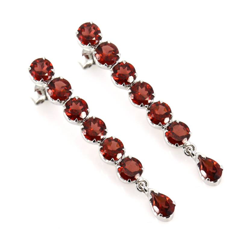 Handgemachter Schmuck - Natürlicher Granat Ohrring Baumeln Ohrringe Damen Designer Silber Moderner Stil Jahrestag Geschenk von GemsNJewelryJaipur