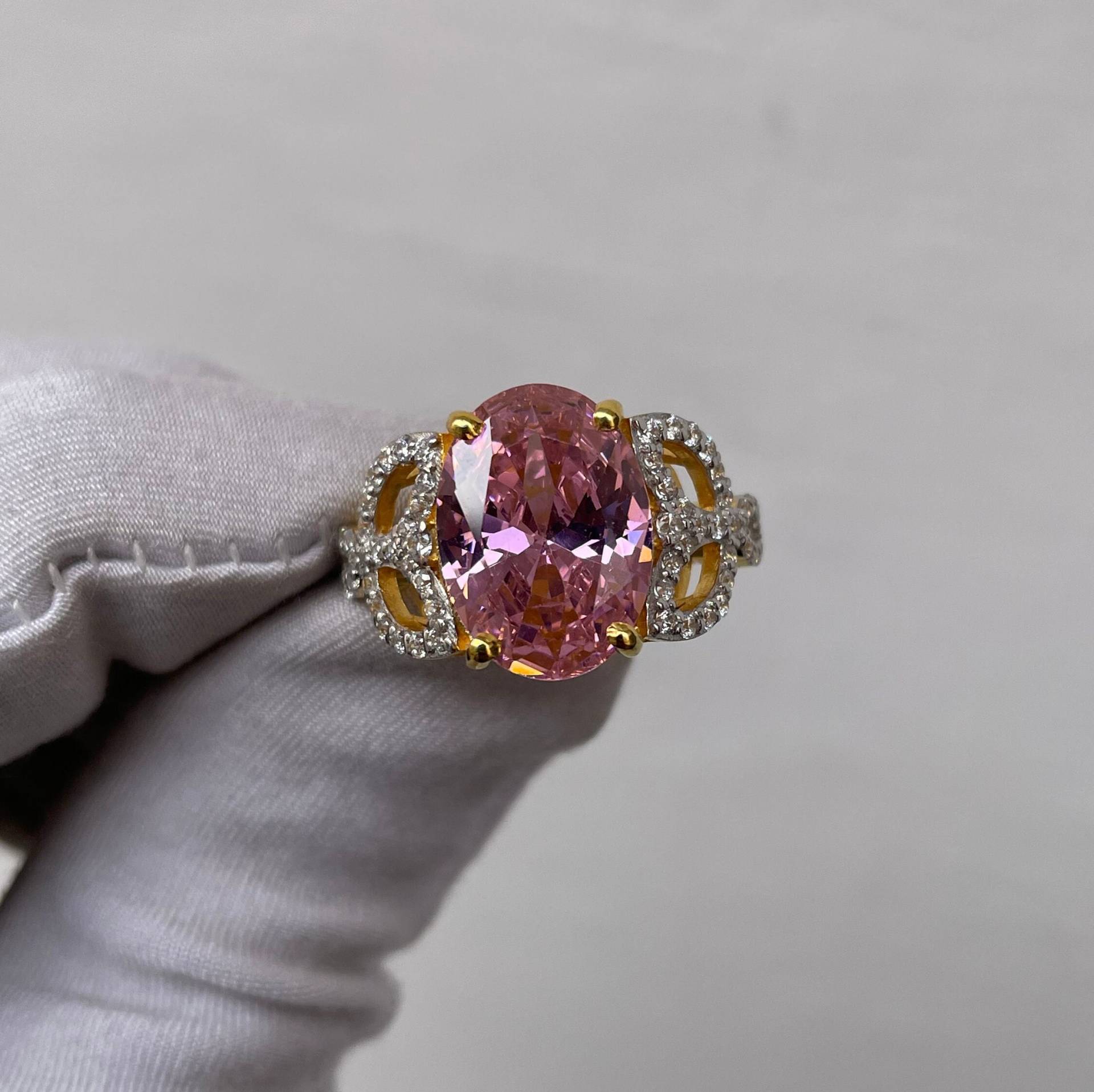Luxus Morganit Ring, Vintage Oval 14K Massivgold, Verlobungsring, Ehering, Geschenk Für Sie von GemsShopTreasures
