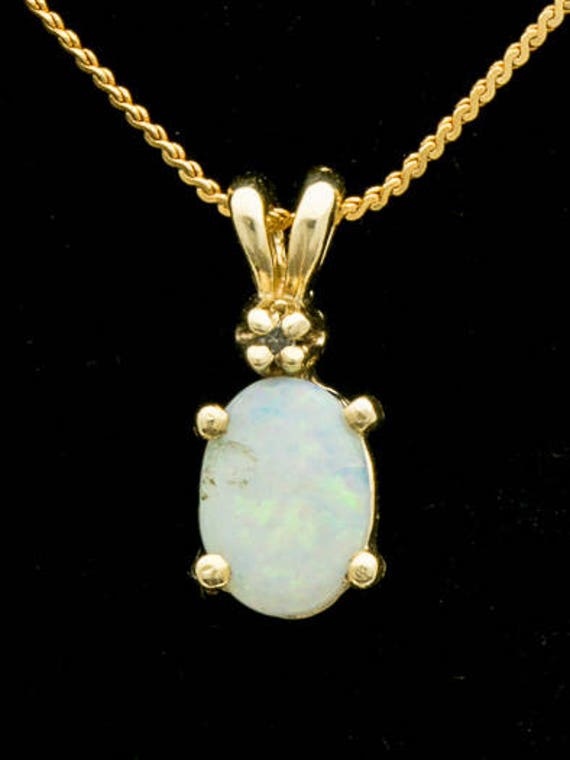 Halbschwarzer Solider Opal Anhänger Mit Kette 1.13Ct | Lp160 von GemsbyGerald