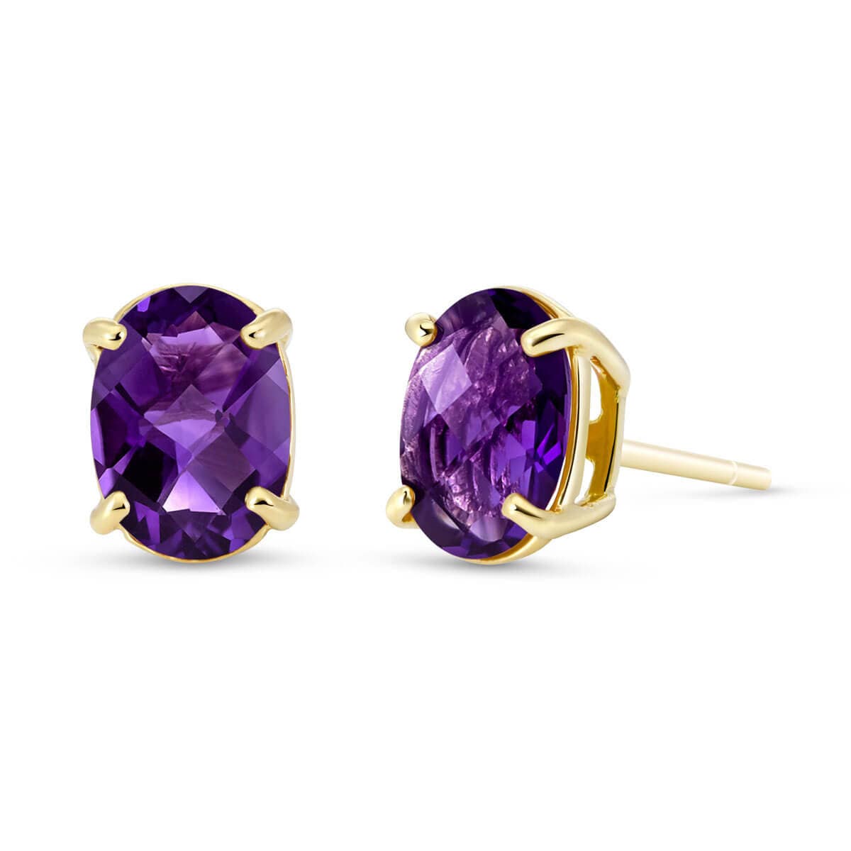 14K Gelbgold Tief Lila Amethyst Ohrringe, Echte Edelstein Ohrstecker 4x6 Mm Oval, Februar Geburtsstein, Geschenk Für Sie von GemsbyRajasthan