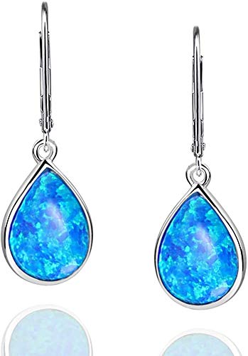 Gemschest Sterlingsilber Ohrringe mit blauem Opal-Element in Tropfenform für Frauen, Clip, EARRING Gemschest Sterlingsilber Ohrringe mit blauem Opal-Element in Tropfenform für Frauen, Clip, EARRING von Gemschest