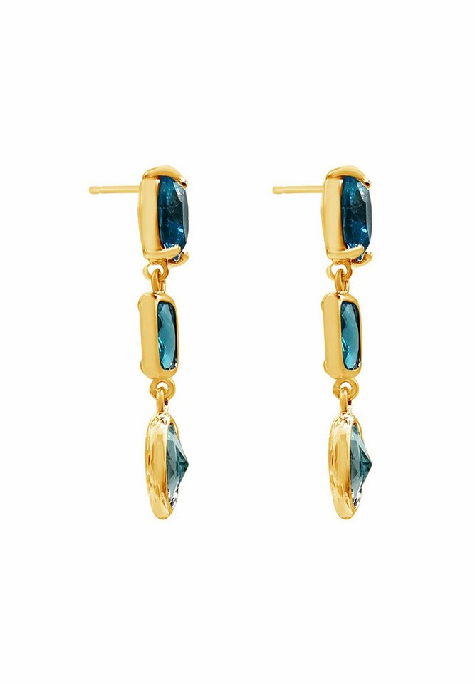 Gemshine Paar Ohrhänger Aquamarine Oval Square Dangle, Made in Spain von Gemshine