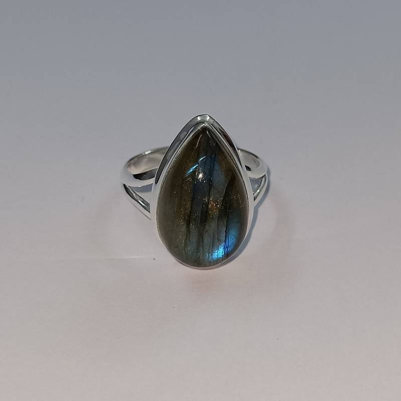 Labradorit Ring, Birne Cabochon Form Ring Sterling Silber Ring. Ehering, Geschenkring, Statement von GemshopByShanta