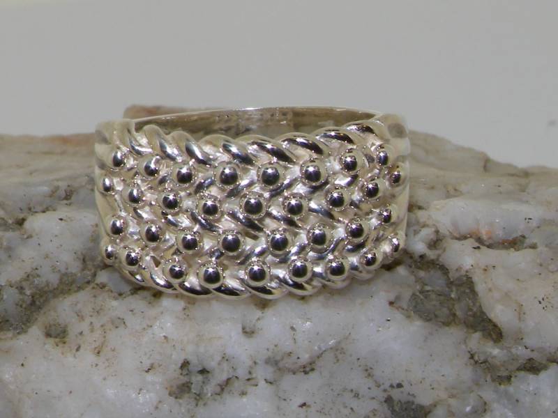 Großer 4 Row Keeper Solid Englisch 925 Sterling Silber Ring - Made in England Lieferung Ihrer Finger Größe von GemsofLondon