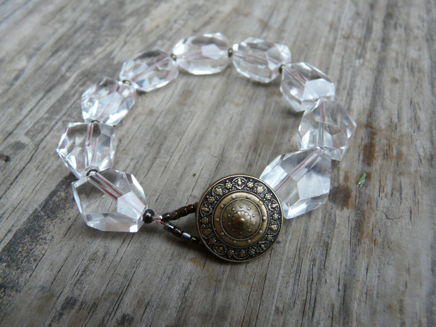 Chunky Kristall Klar Armband. Acryl Armband Mit Perlen Akzenten. Geschenk Für Sie. Statement Chunky Kristall Klar Armband. Acryl Armband Mit Perlen Akzenten. Geschenk Für Sie. Statement von Gemsofsummer