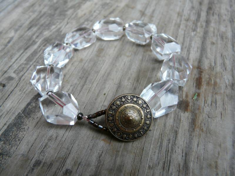 Chunky Kristall Klar Armband. Acryl Armband Mit Perlen Akzenten. Geschenk Für Sie. Statement Chunky Kristall Klar Armband. Acryl Armband Mit Perlen Akzenten. Geschenk Für Sie. Statement von Gemsofsummer