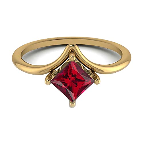 Gemsonclick Created-Rubin Gelbgold Plattierter Ring Square-Shaped Princess Cut Einzigartiges Design Verlobungsantrag Schmuck 58 von Gemsonclick