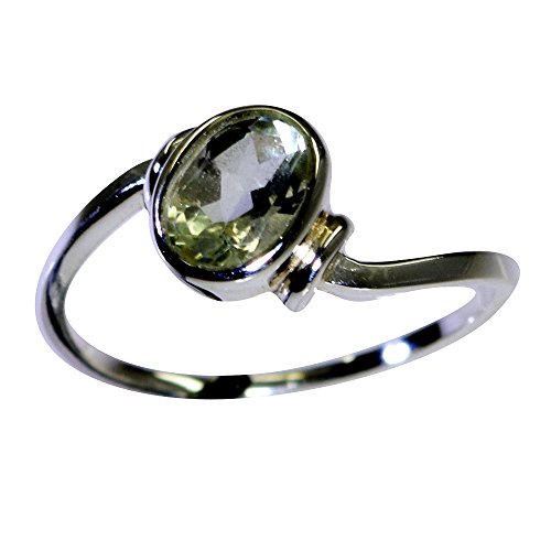 Gemsonclick Echte Grüne Amethyst 925 Solide Silber Ringe Ovale Form Prong Stil Für Frauen Größe Y von Gemsonclick