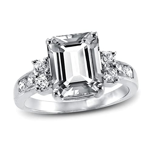 Gemsonclick Erstellt-Cubic-Zirkon Solitaire Ring 925-Sterling-Silber Funkelnde Diamantakzente Chakra Healing Modeschmuck für Frauen und Mädchen in der Größe erhältlich: o von Gemsonclick