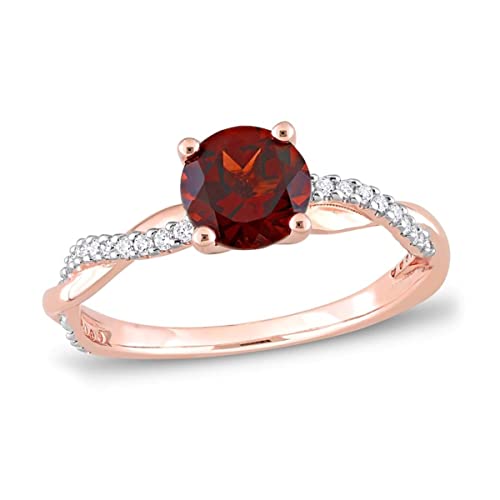 Gemsonclick Natural-Granat Rose Gold überzogene Webart RUMGING Ring Brillante Runde Diamanten Handgemachte Schmuck für Frauen und Mädchen Verfügbar in der Größe: J von Gemsonclick