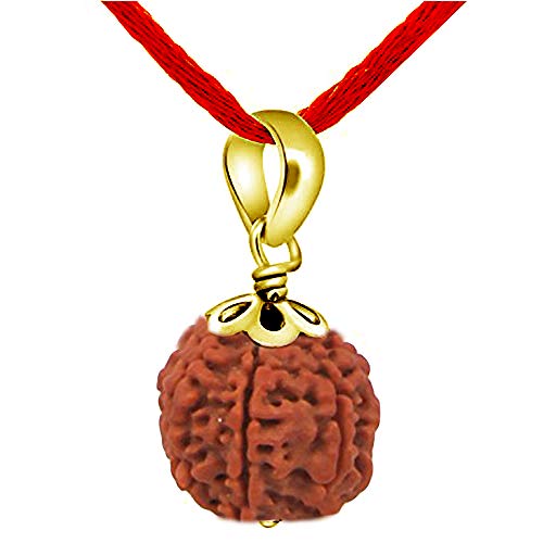 Gemsonclick Original Seven Mukhi 7 Face Chakra Healing Nepail 18 Karat vergoldeter Rudraksha-Anhänger Rudraksh Medaillon Astrologischer Schmuck von Gemsonclick