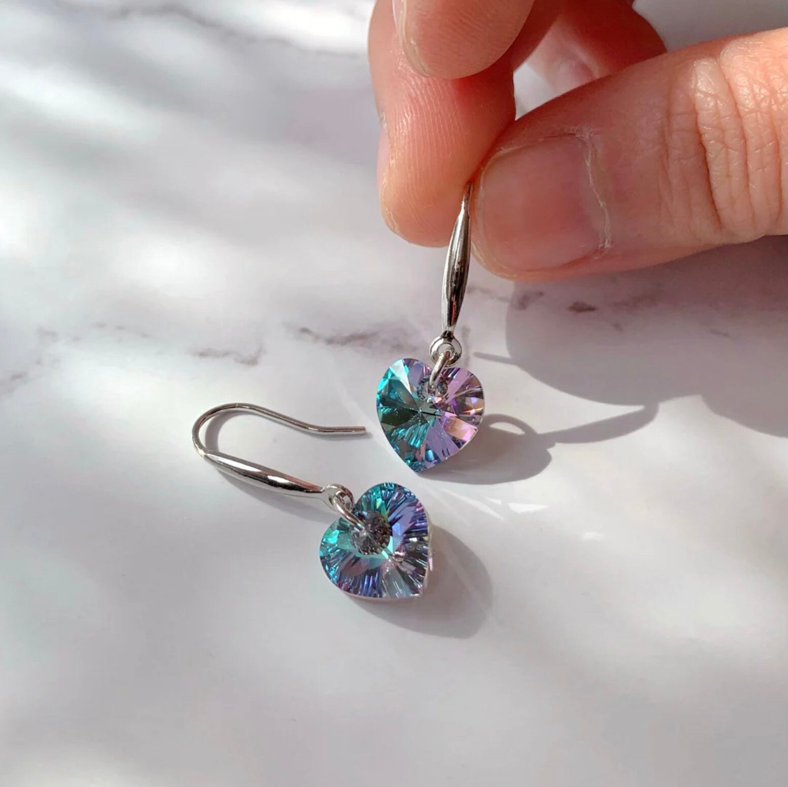 Herzform Regenbogen Kristall Ohrringe | 925 Sterling Silber Liebe Herz Tropfen Crystal Fine Schmuck Geschenk Für Frauen Mädchen Herzform Regenbogen Kristall Ohrringe | 925 Sterling Silber Liebe Herz Tropfen Crystal Fine Schmuck Geschenk Für Frauen Mädchen von Gemsparking