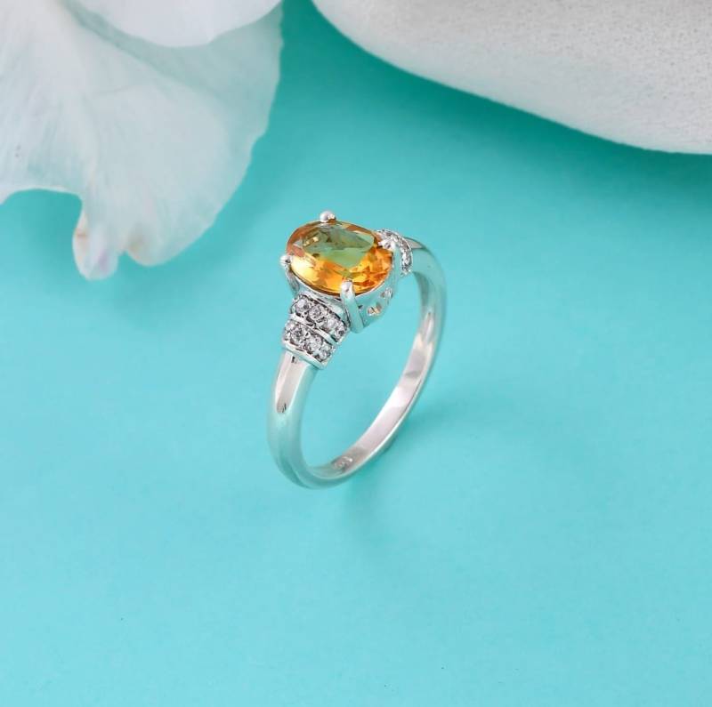Gelber Citrin Ring Verlobungsring Einzigartiges Hochzeitsgeschenk Birthstone Geburtstagsgeschenk Für Sie Freundinnen Geschenk Versprechen Gelb von Gemsstudiobysunvesta