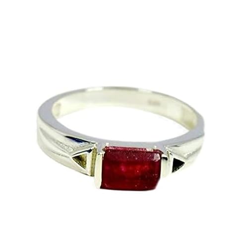 Gemsyogi Damen Herren Unisex - 0,925 Sterling-Silber 925 Smaragdschliff Red Rubin von Gemsyogi