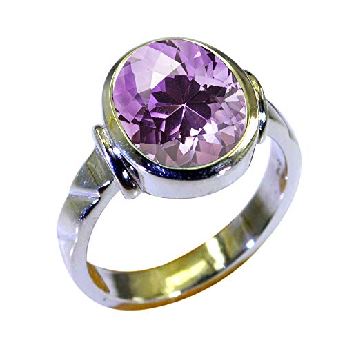 Gemsyogi Damen Herren Unisex - Sterling-Silber 925 Sterling-Silber 925 Oval Purple Amethyst von Gemsyogi