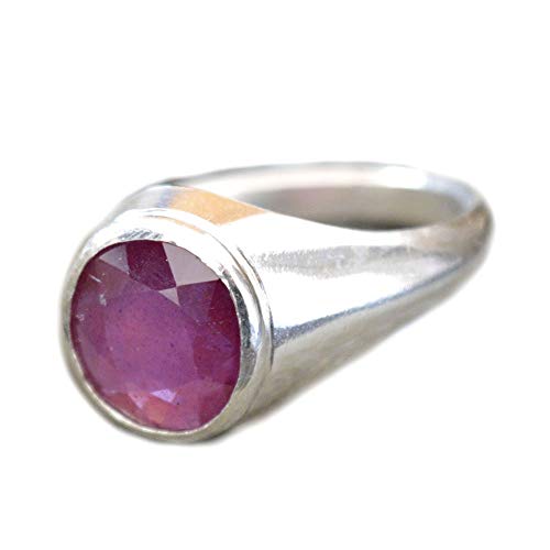 Gemsyogi Herren Damen Unisex - Sterling-Silber 925 Oval Pink Rubin von Gemsyogi