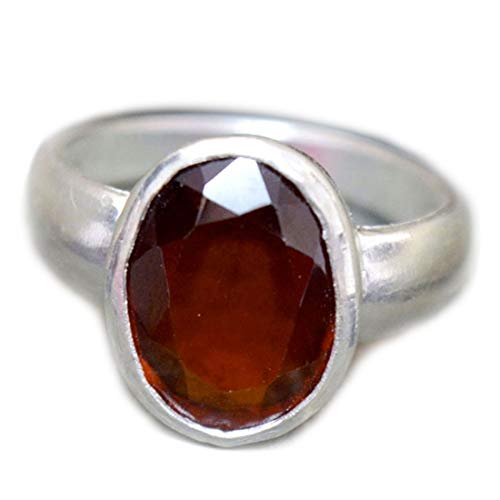 Gemsyogi Herren Damen Unisex - Sterling-Silber 925 Oval Red Granat von Gemsyogi