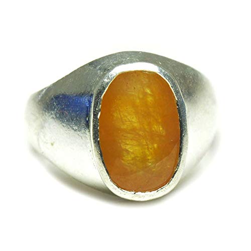 Gemsyogi Herren Damen Unisex - Sterling-Silber 925 Oval Yellow Gelber_Saphir von Gemsyogi